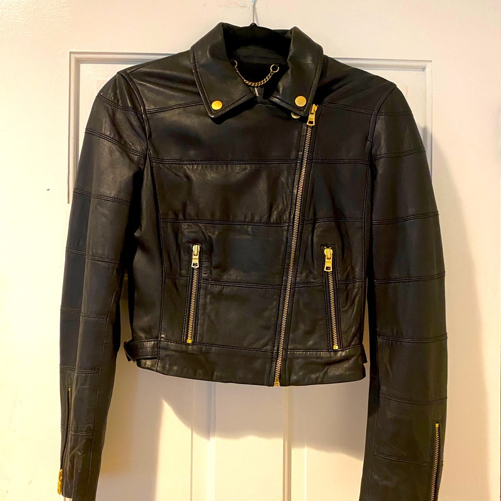 AX Armani exchange black leather jacket